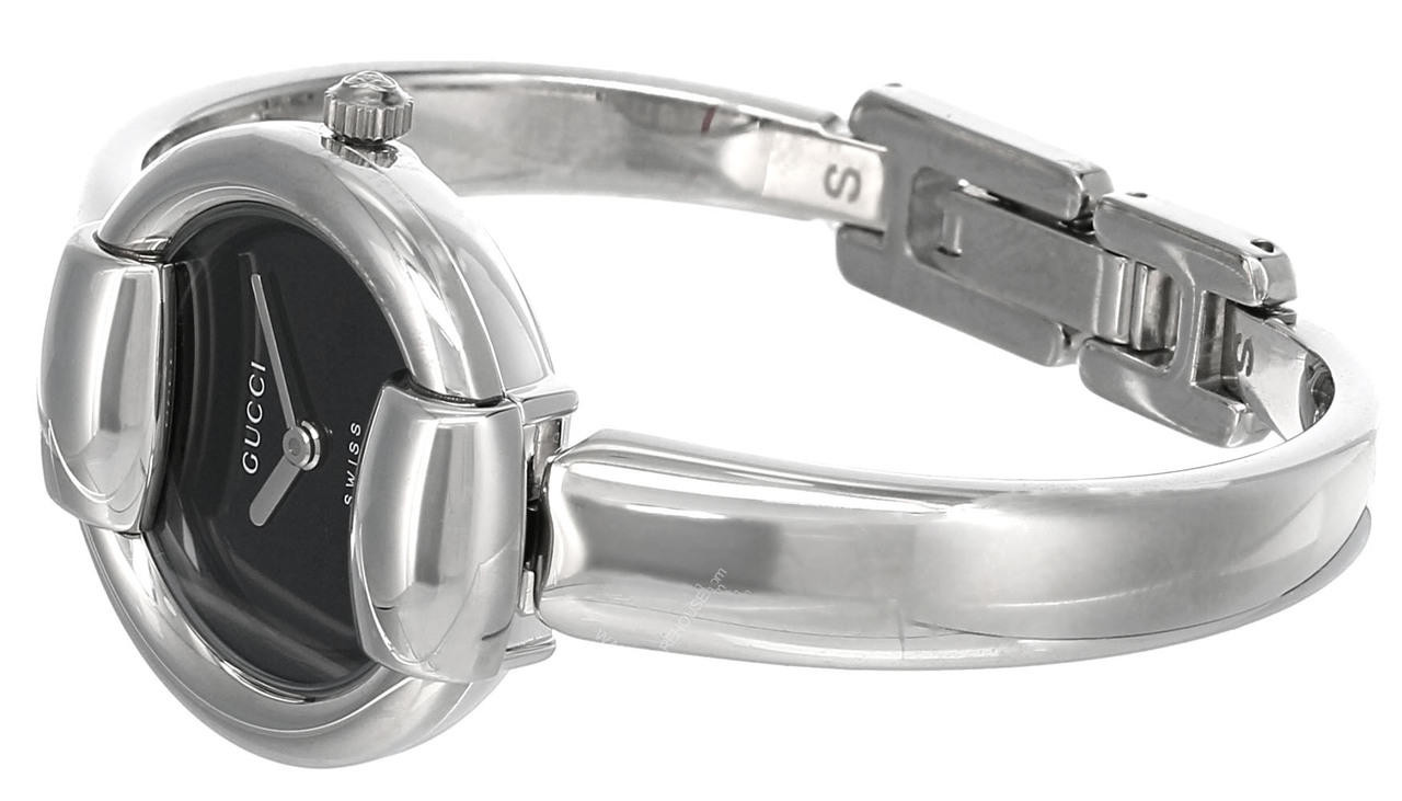 GUCCI Petite Stainless Steel Black Dial Bangle Women display picture 2