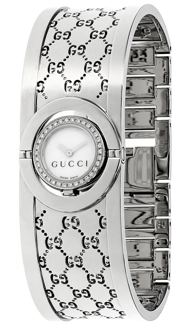 GUCCI S-Steel White Dial Diamond Bezel Bracelet Women's Watch YA112511