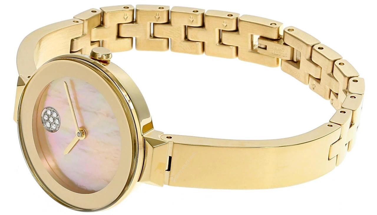 *NWT* Movado Women’s BOLD Sugar Dial Yellow Gold Watch MOVADO Bold SS Yellow MOP Diamond Dial Gold Bangle Women main image 2