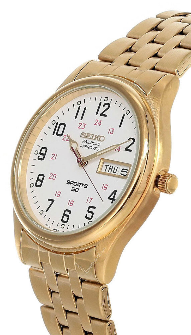 SEIKO Railroad Approved Sports 50 SS Gold White Dial Men's Watch SGG532 |  Fast & Free US Shipping | Watch Warehouse