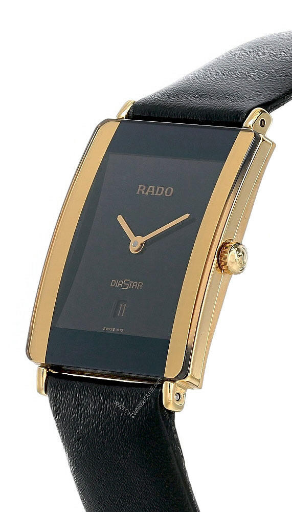 RADO DiaStar SS Black Dial Date Black Leather Men's Watch 160.0281