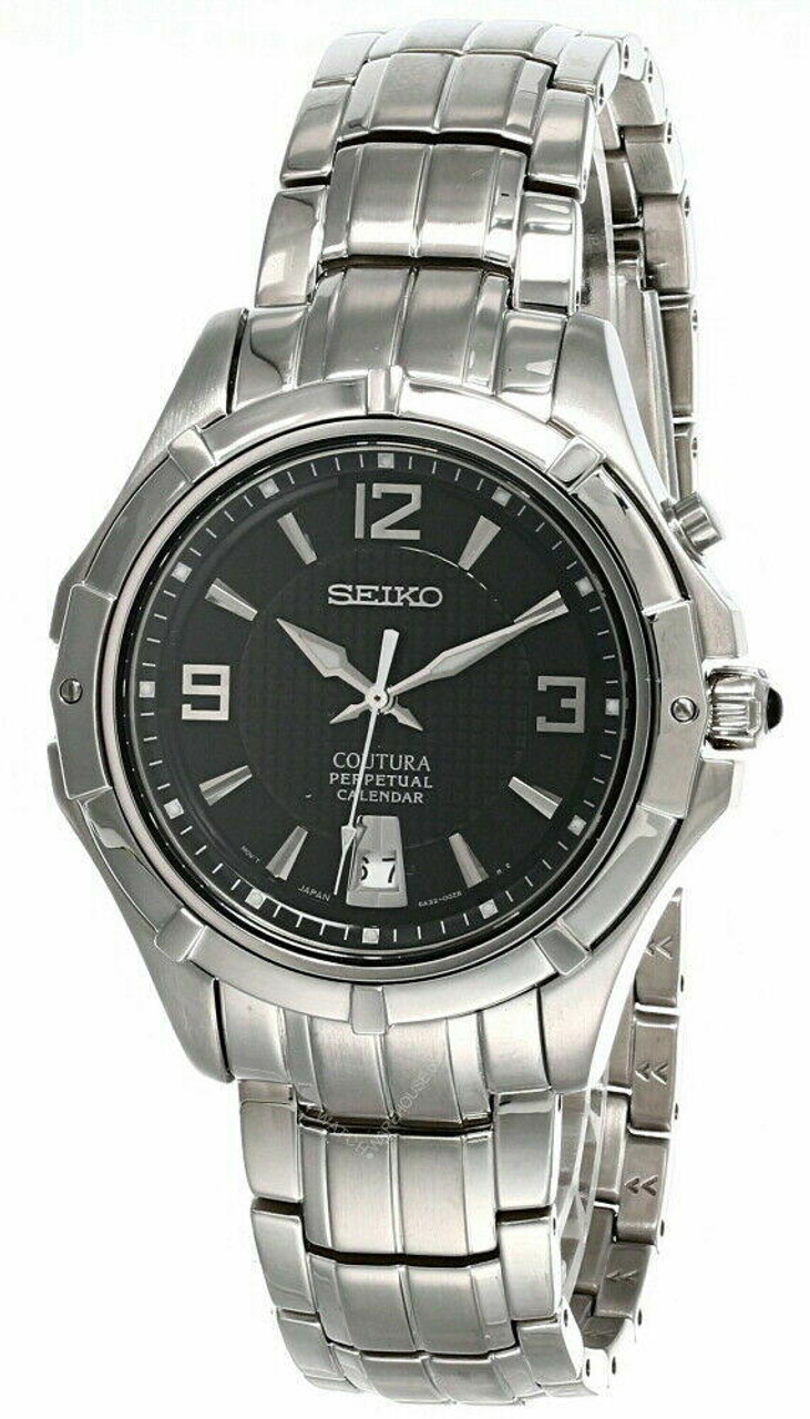 SEIKO Coutura Perpetual 41MM Black Dial SS Men's Watch SNQ123 | Fast & Free  US Shipping | Watch Warehouse