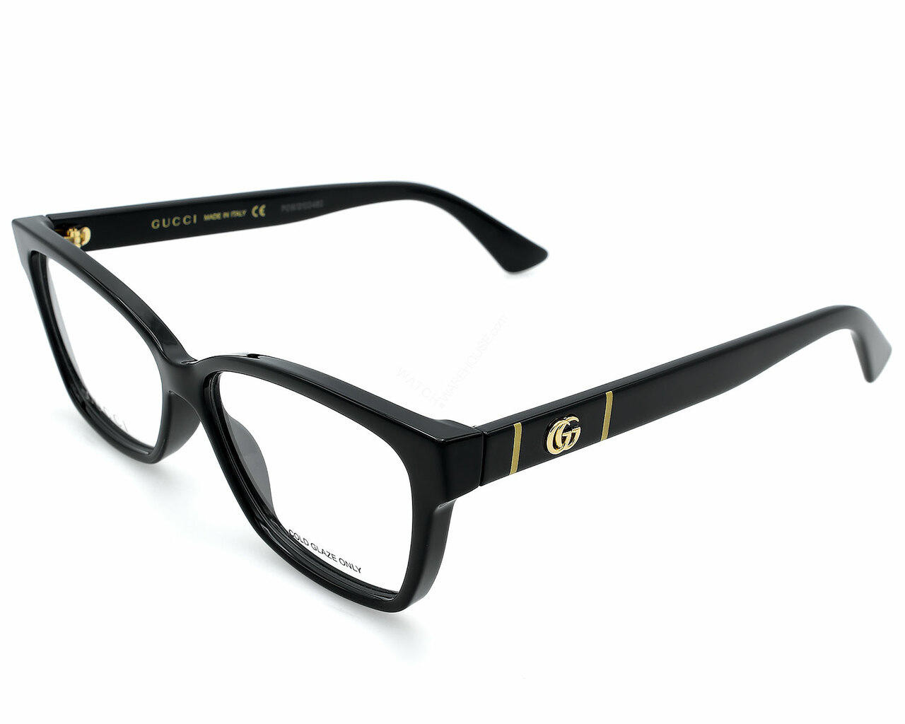 Eyewear Brands GUCCI Cat-Eye Clear Lens Black Frame 55-14-145MM Womens Eyewear GG0634O 001 Eyewear Brands GUCCI Cat-Eye Clear Lens Black Frame 55-14-145MM Womens Eyewear GG0634O 001