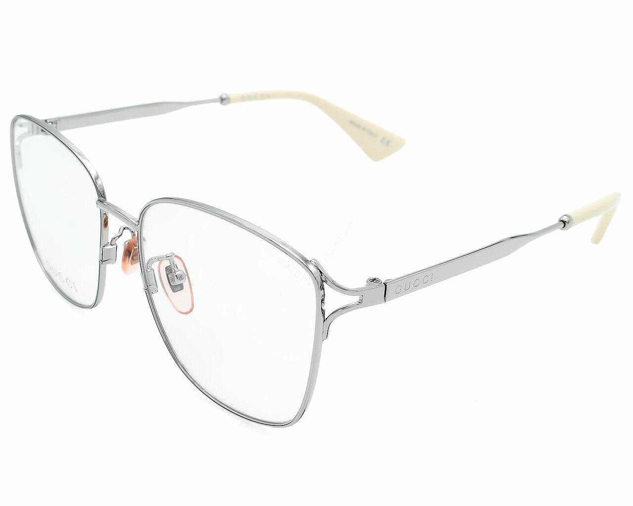 Eyewear Brands GUCCI Square Clear Lens Silver Frame 56-17-145MM Womens Eyewear GG0819OA 003 Eyewear Brands GUCCI Square Clear Lens Silver Frame 56-17-145MM Womens Eyewear GG0819OA 003