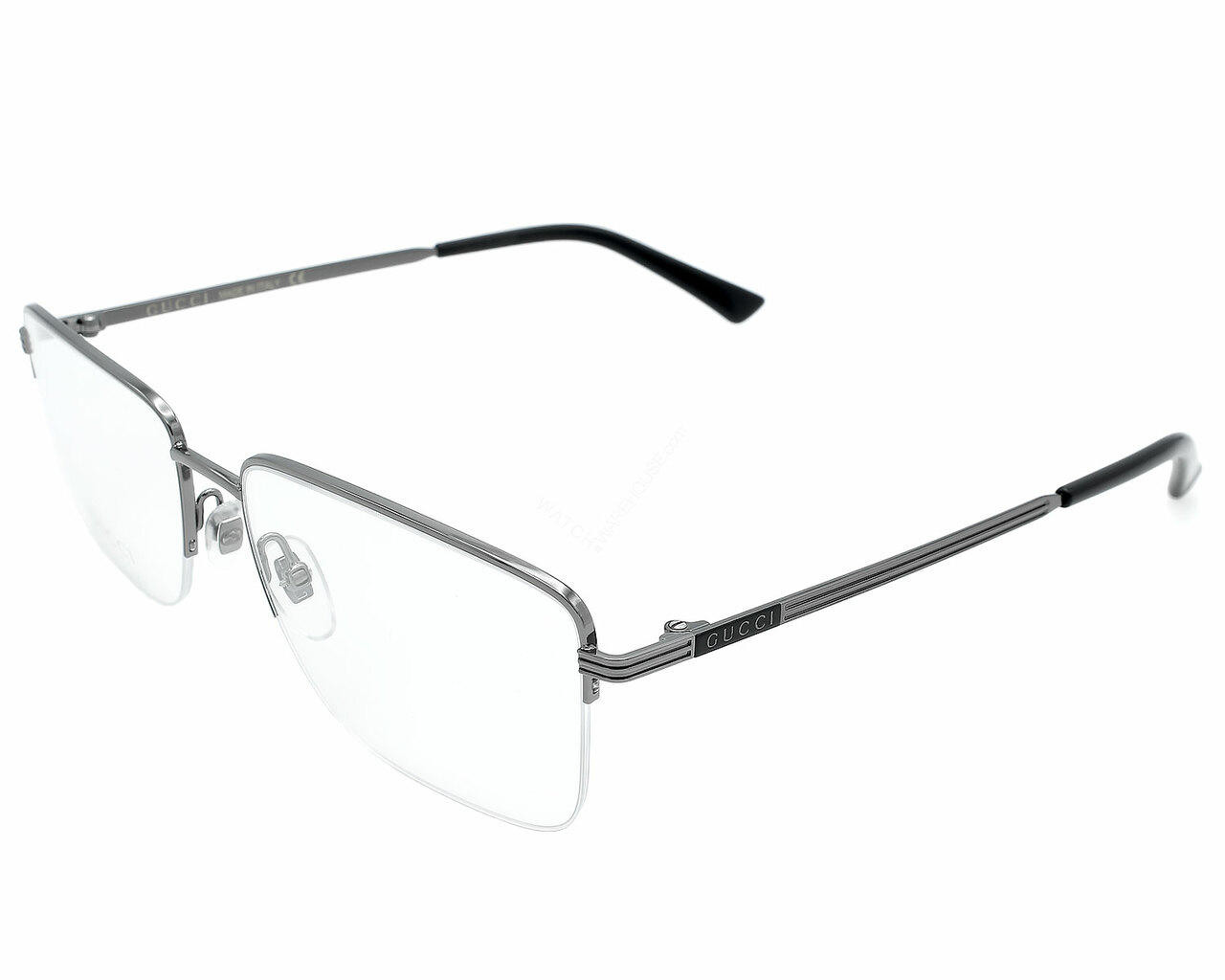 Eyewear Brands GUCCI Square Clear Lens Ruthenium Frame 58-18-145MM Mens Eyewear GG0834O 005 Eyewear Brands GUCCI Square Clear Lens Ruthenium Frame 58-18-145MM Mens Eyewear GG0834O 005