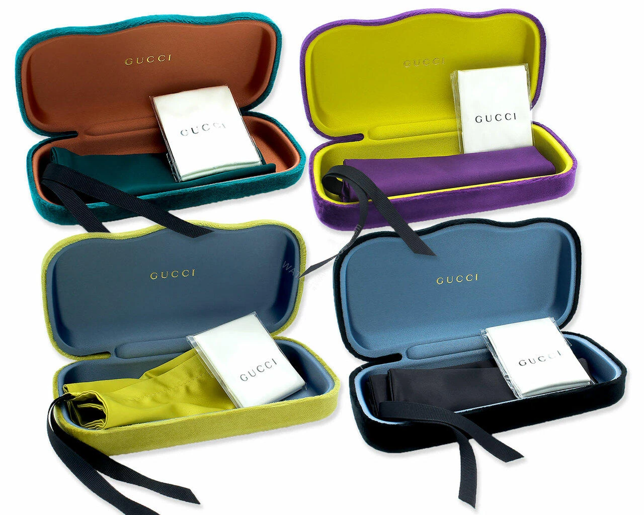 NEW Gucci Eye Glass Velvet Case, bag and wipe Gucci Authentic Designer Hard Velvet Clamshell Eyeglasses  main image 4