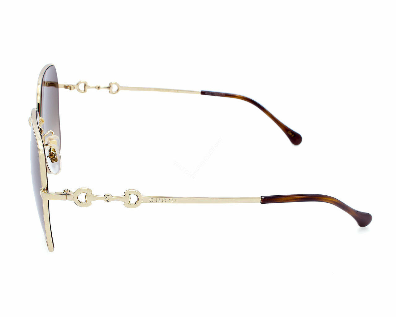 Gucci Women\'s Horsebit Gold Metal Sunglasses GG088SA 002 GUCCI Gold/Brown Lens 60-145MM Women main image 4