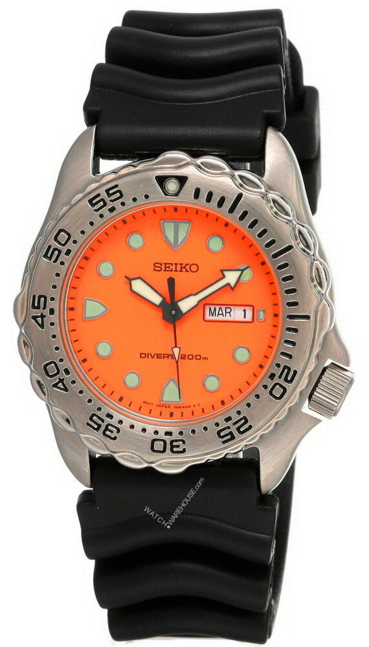 SEIKO Driver's 200M Orange Dial Black Rubber Men's Watch SHC051