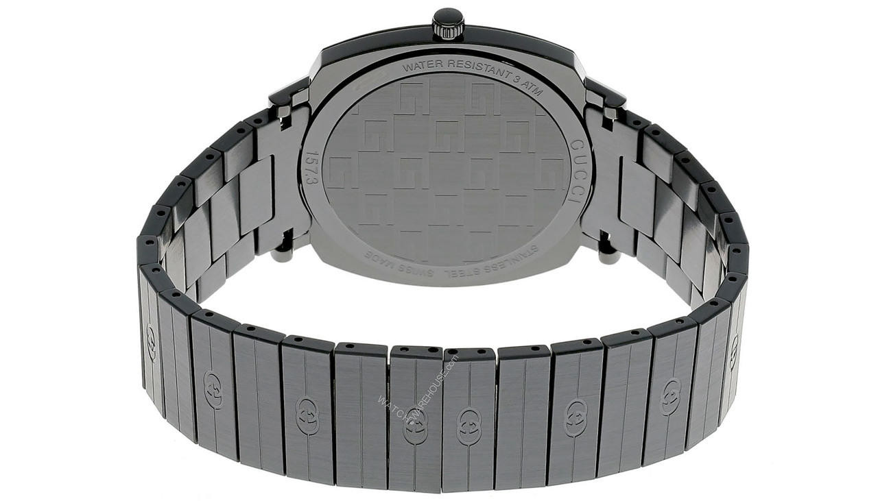 GUCCI Grip 38MM Quartz SS GG-Engraved Grey Dial Unisex Watch YA157429