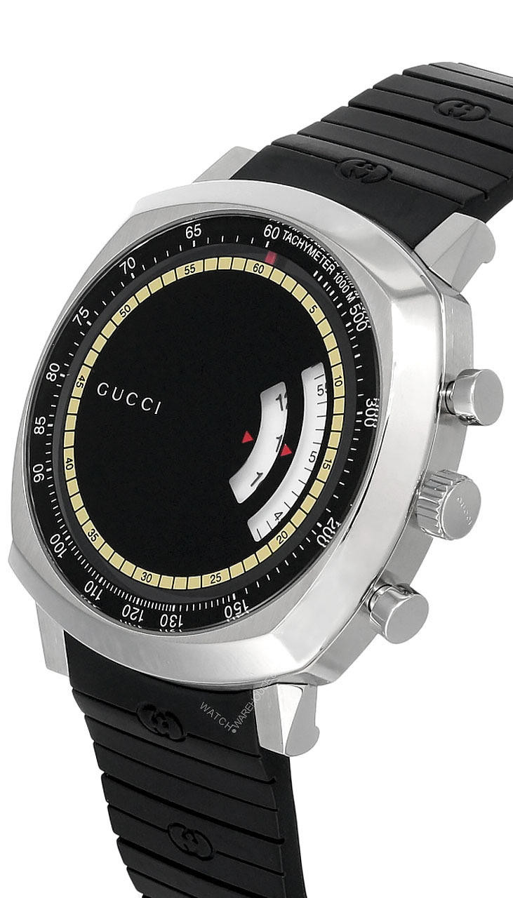 GUCCI Grip 40MM CHRONO SS Black Dial Rubber Strap Men's Watch