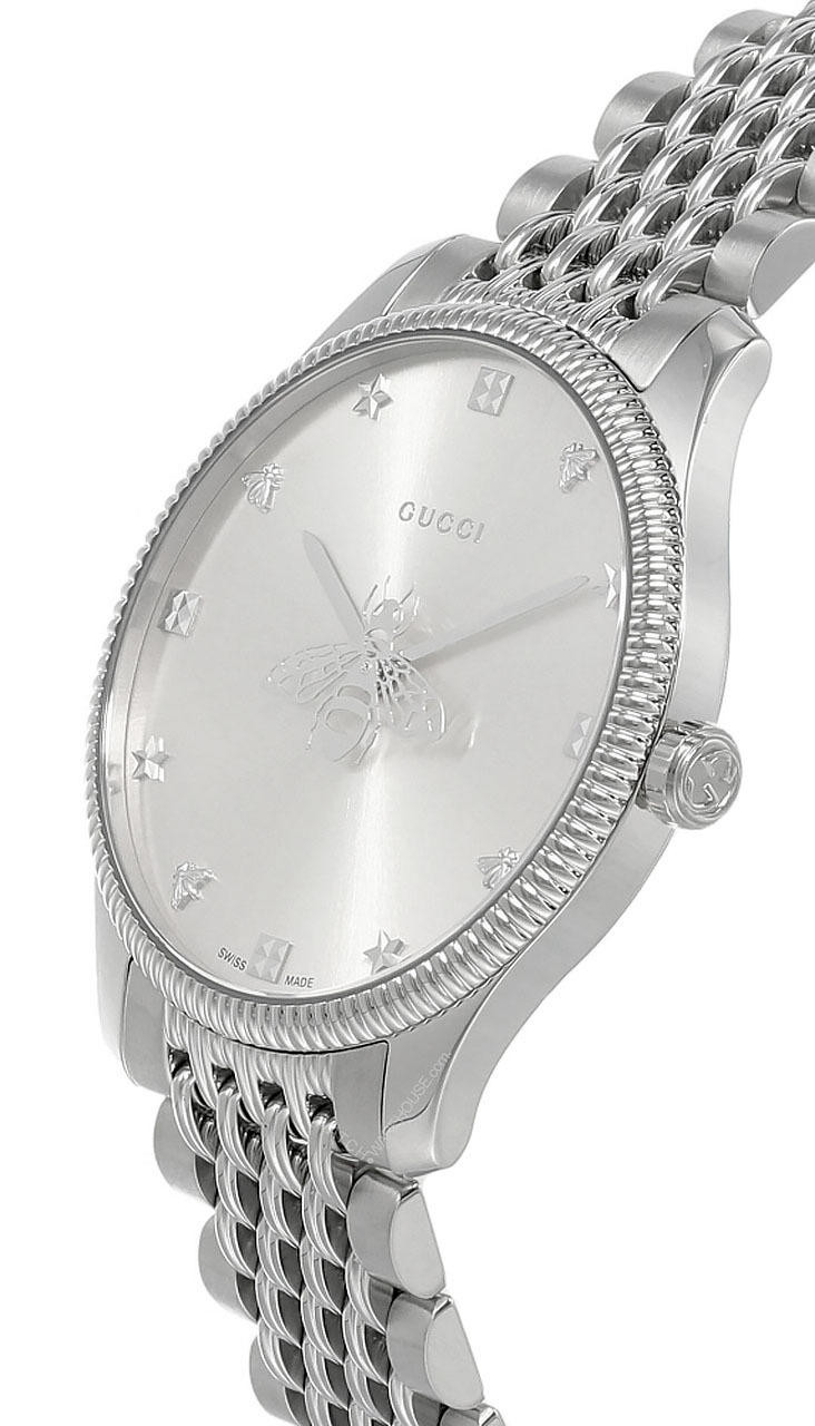Gucci G- Frame Sapphire Silver Bracelet Watch YA128405