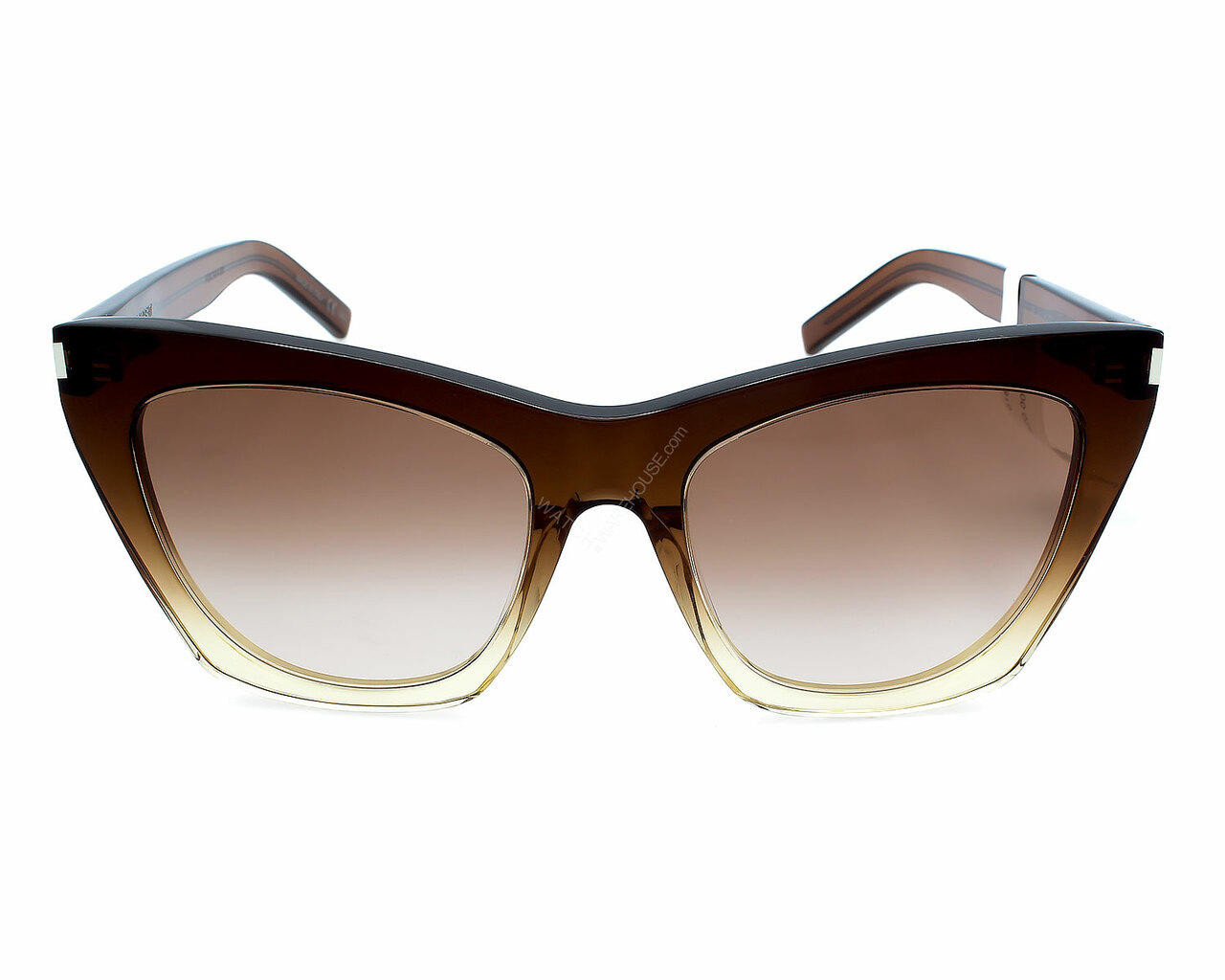 NEW SAINT LAURENT SL214 KATE 025 SUNGLASSES WOMEN BROWN CAT EYE SL 214 KATE 025 YSL SL214 Kate Sunglasses, Brown – CULTSTATUS main image 2