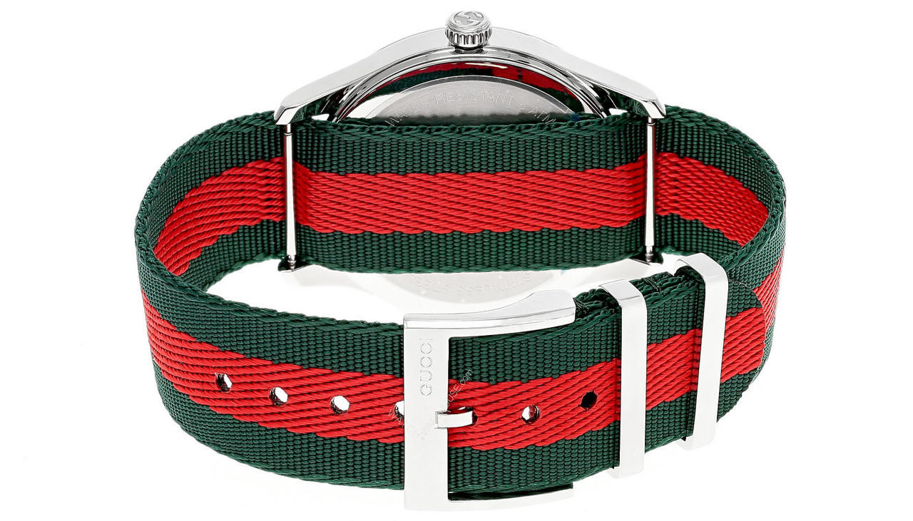GUCCIグッチ GUCCI G-Timeless 38MM QTZ SS Green/Red Nylon Strap Men's Watch