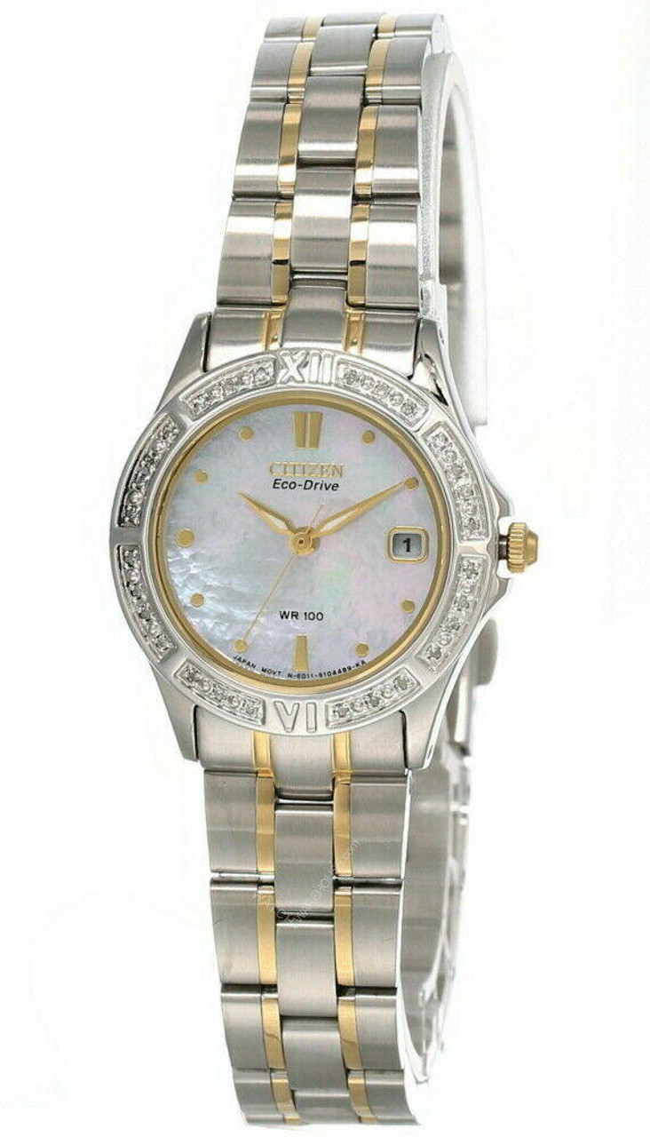 CITIZEN Elektra Eco-Drive 26 MM MOP Dial Two-Tone SS Women's Watch EW1714-55D CITIZEN Elektra Eco-Drive 26 MM MOP Dial Two-Tone SS Women's Watch EW1714-55D