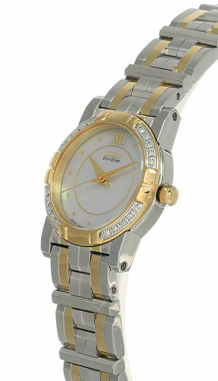 CITIZEN Eco Drive MOP Dial 2-Tone SS Women's Watch EP5544-55D