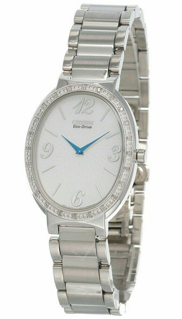 CITIZEN Allura Eco-Drive 27mm White Dial Diamond Accent SS Women's Watch EX1220-59A