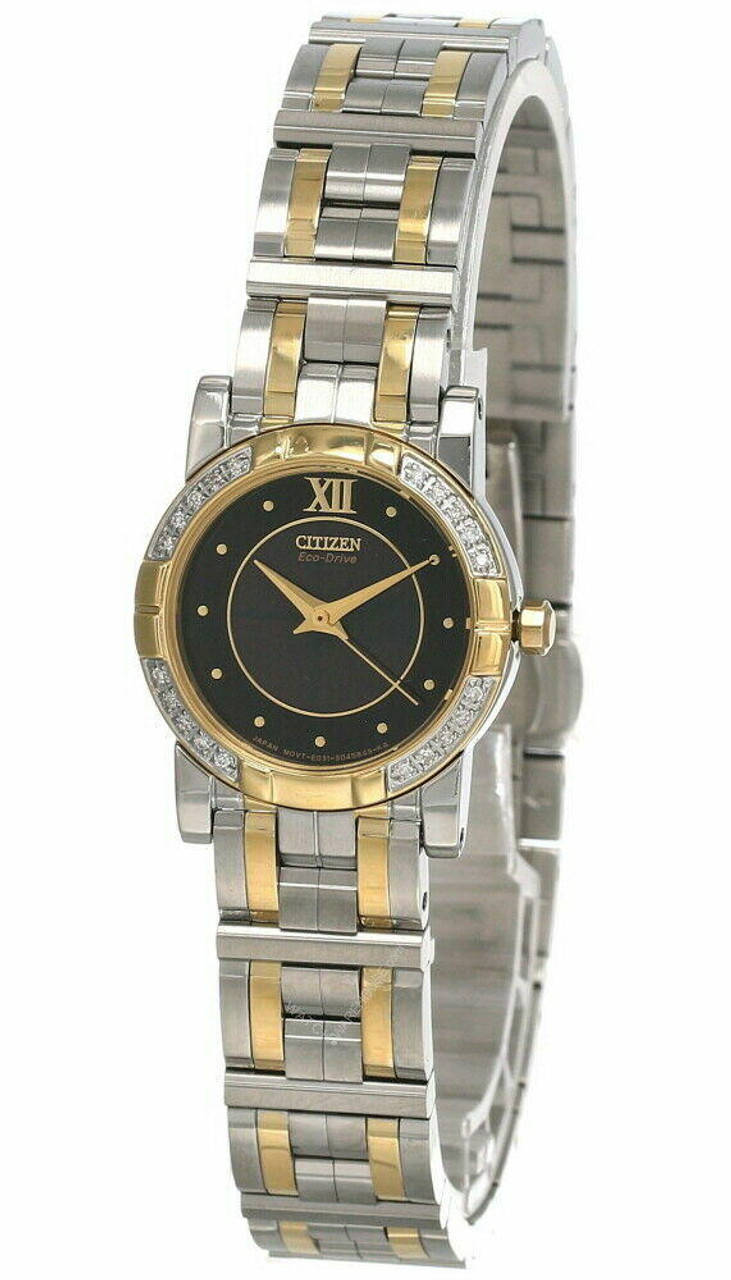 CITIZEN Eco-Drive 23 MM Black Dial Two-Tone Women's Watch EP5544-55E