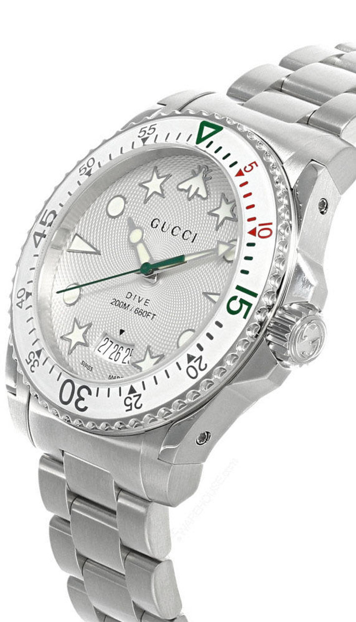 GUCCI Dive 40MM QTZ S-Steel Silver Dial Bracelet Men's Watch YA136336