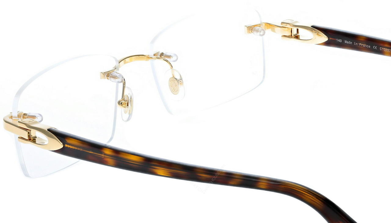 CARTIER Havana Rimless Gold 54-18-140MM Unisex Eyeglasses