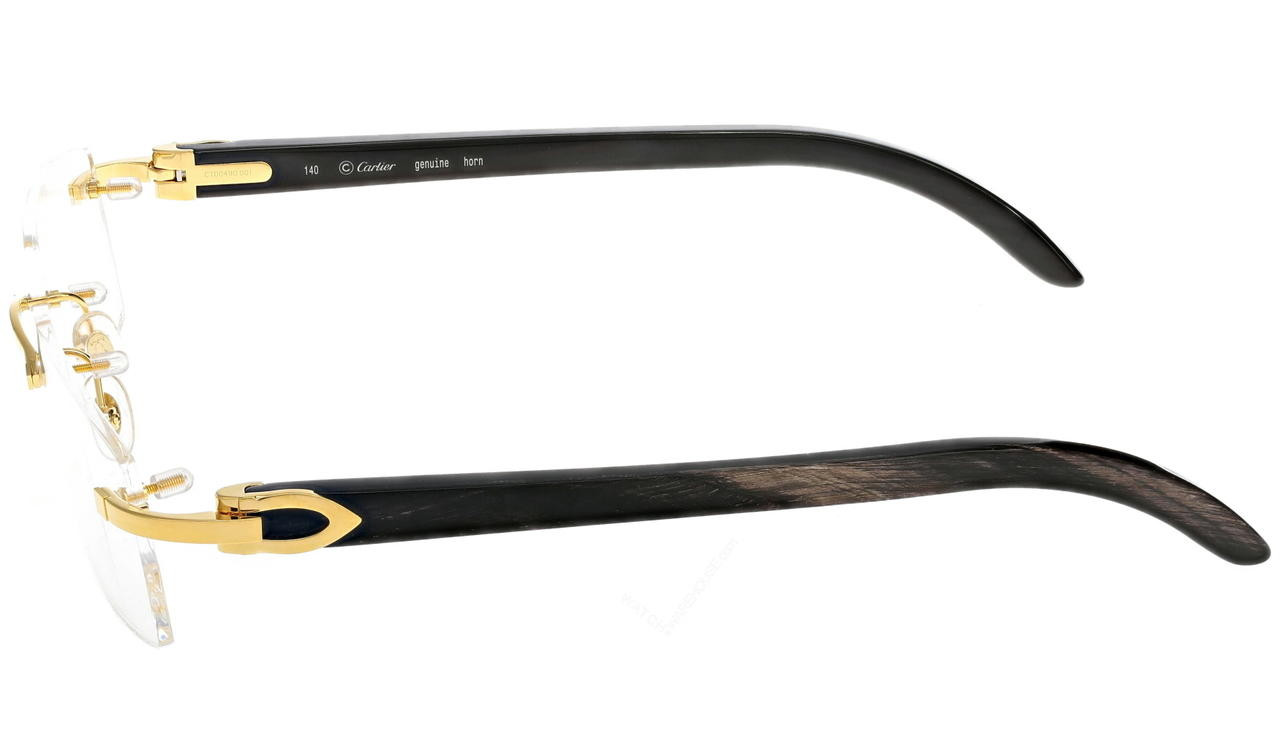 メガネ Cartier Cartier - CT0049O - 001 gold black transparen CARTIER C-DECOR Gold/Black BUFFALO HORN Unisex Eyeglasses