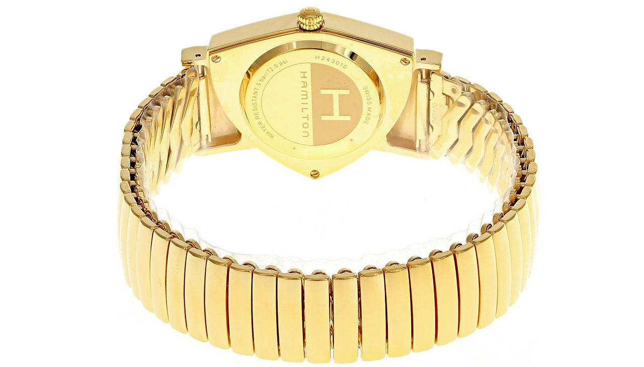HAMILTON Ventura Quartz SS Gold Black Dial Unisex Watch