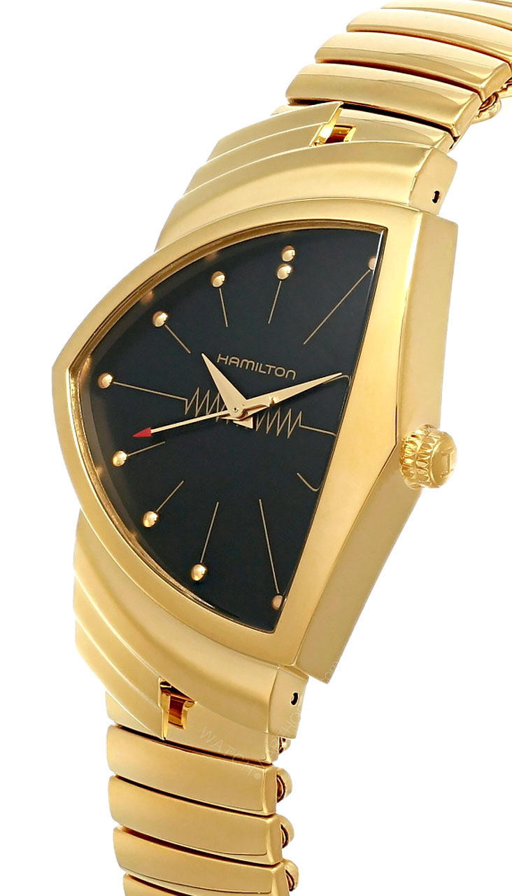 HAMILTON Ventura Quartz SS Gold Black Dial Unisex Watch H24301131