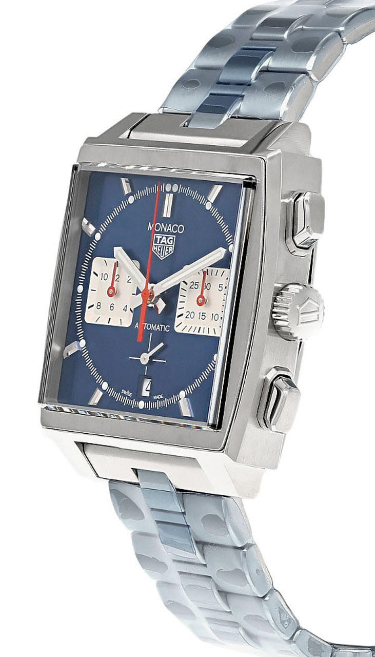 Tag Heuer Monaco Chronograph Calibre Heuer 02 Automatic Blue Dial Leather  Strap Men's Watch CBL2111.FC6453