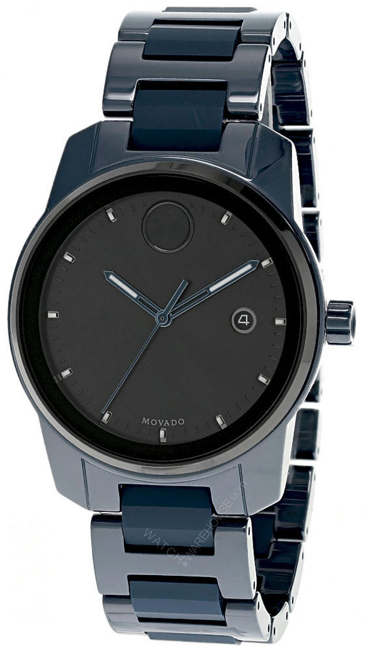 MOVADO Bold Verso 42MM Black Dial Blue Ceramic Men's Watch 3600728