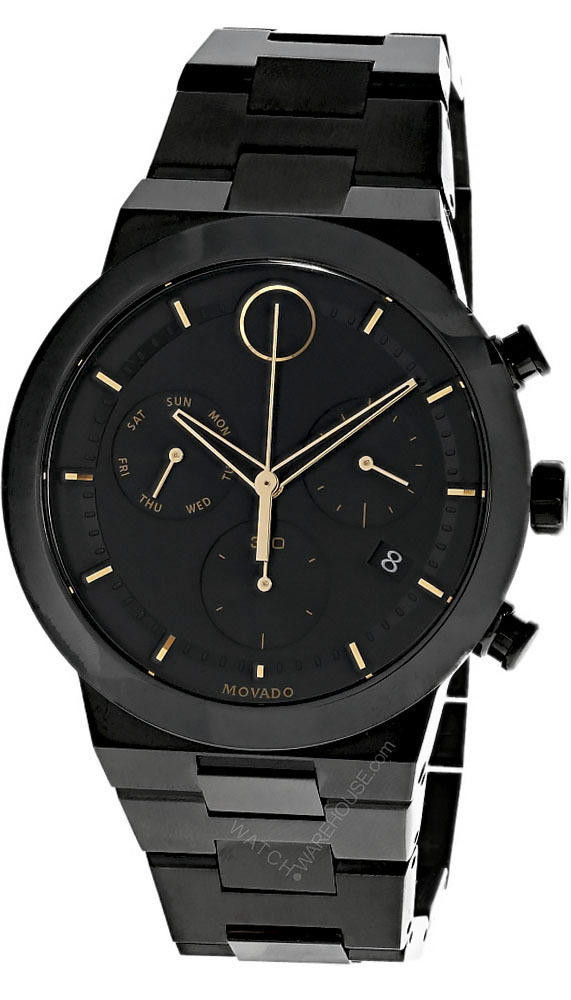 MOVADO Bold Fusion 44MM Chronograph Black Steel Men's Watch 3600730 ...