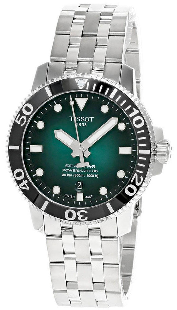 TISSOT Seastar 1000 Powermatic 80 Green Dial 43MM SS Men's Watch