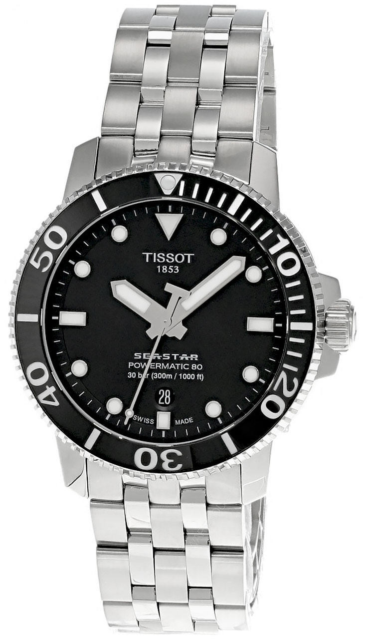 TISSOT Seastar 1000 Powermatic 43MM SS BLK Dial Men's Watch