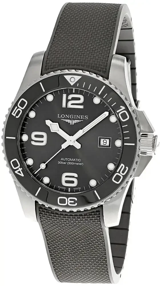LONGINES HydroConquest AUTO 43MM Gray Dial Rubber Men's Watch L3.782.4.76.9 / L37824769