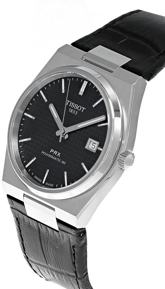 TISSOT PRX Powermatic 80 40MM Black Leather Men's Watch T137