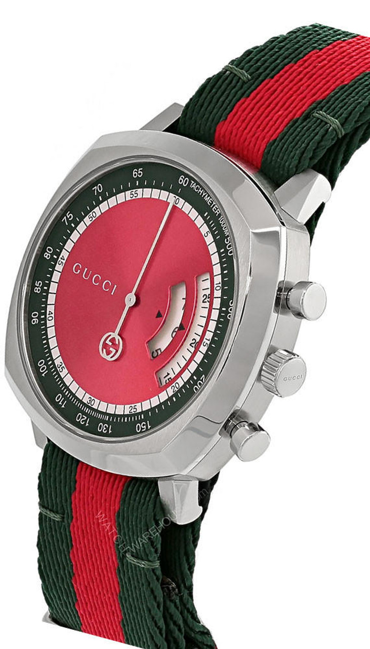 GUCCI Grip 40MM SS Red/Green Dial Fabric Strap Men's Watch YA157304 | Fast  & Free US Shipping | Watch Warehouse