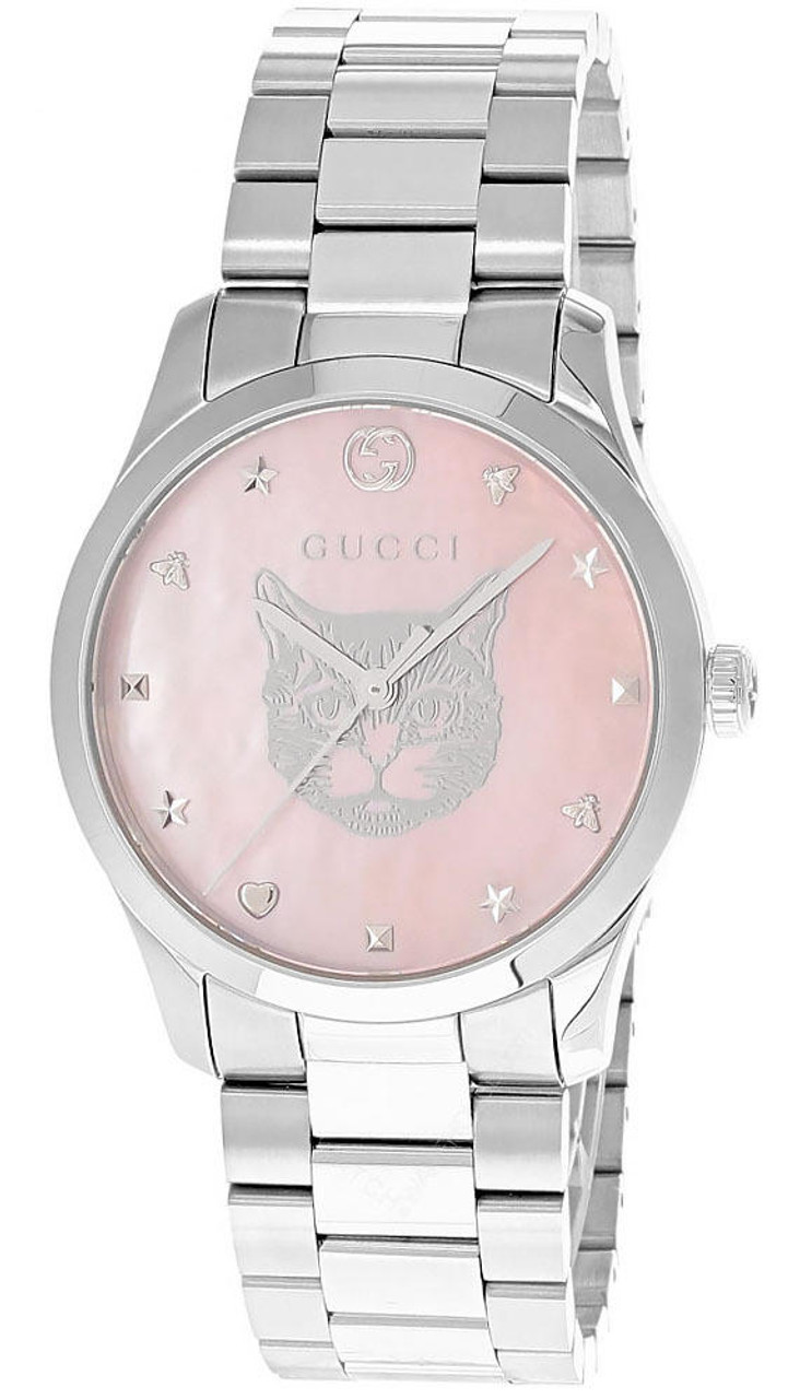 GUCCI G-Timeless Iconic 38MM QTZ SS Pink MOP Dial Unisex Watch YA1264166