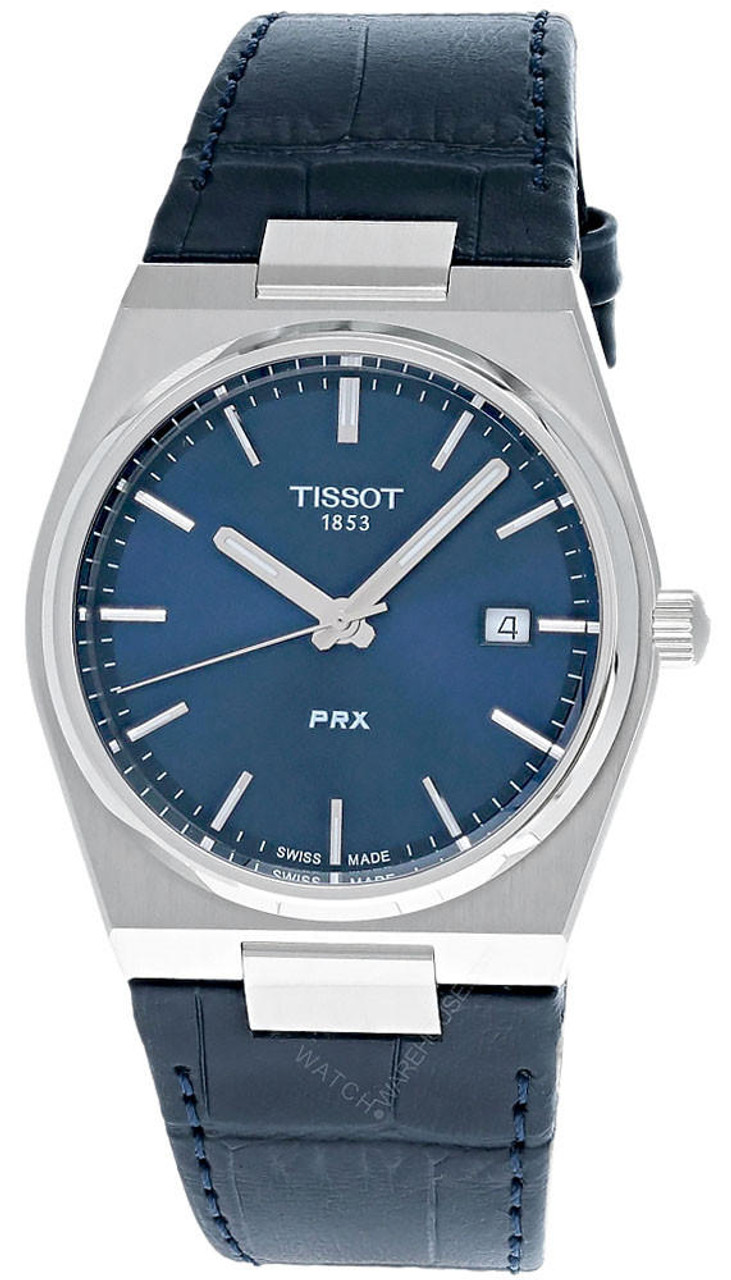 TISSOT PRX 40MM QTZ Blue Dial Alligator-Embossed LTHR Strap Men's Watch T137.410.16.041.00 / T1374101604100