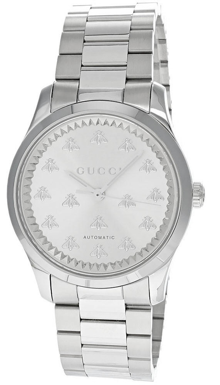 GUCCI G-Timeless Automatic 38MM SS Silver Dial Unisex Watch YA1264190