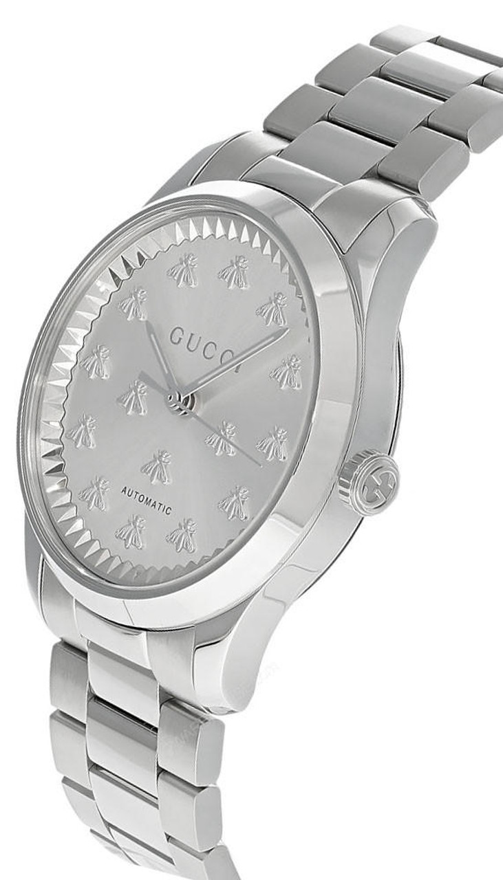 GUCCI G-Timeless Automatic 38MM SS Silver Dial Unisex Watch YA1264190