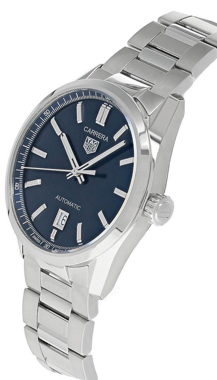 Tag Heuer Carrera Chronograph 39mm Watch - Blue Dial - Blue Band - Steel Case
