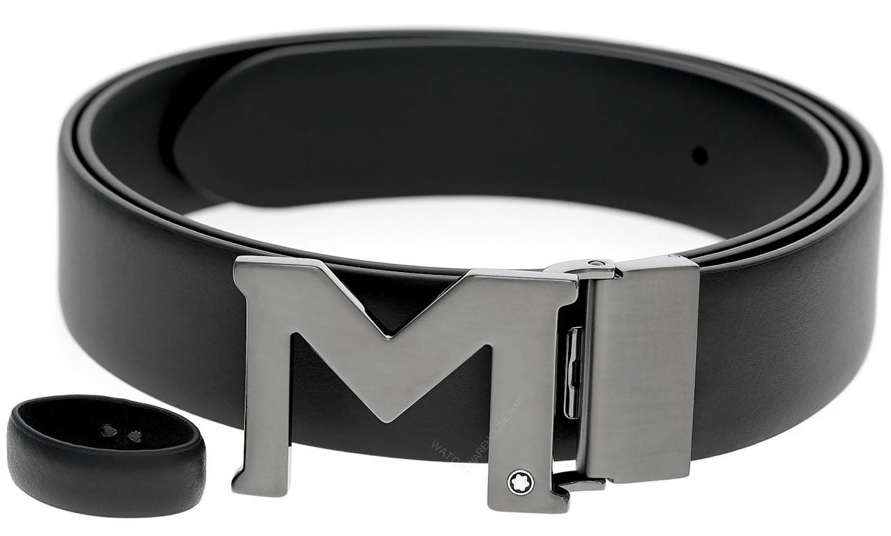 Montblanc M Buckle 35mm Black Reversible Genuine Leather Belt 129445