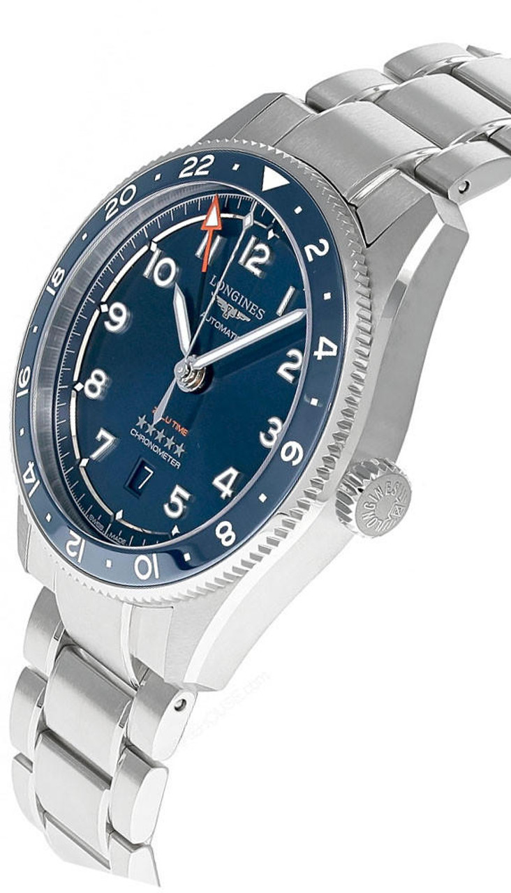 LONGINES Spirit Zulu Time 42MM AUTO SS Blue Dial Men's Watch L38124936 |  Fast u0026 Free US Shipping | Watch Warehouse