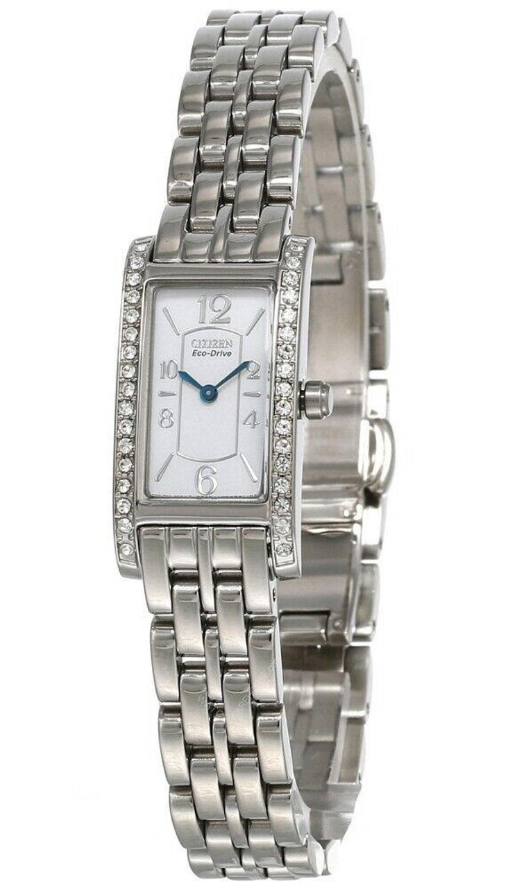 CITIZEN Palidoro Eco-Drive 15 MM White Dial Swarovski SS Women's Watch EG2020-52A CITIZEN Palidoro Eco-Drive 15 MM White Dial Swarovski SS Women's Watch EG2020-52A