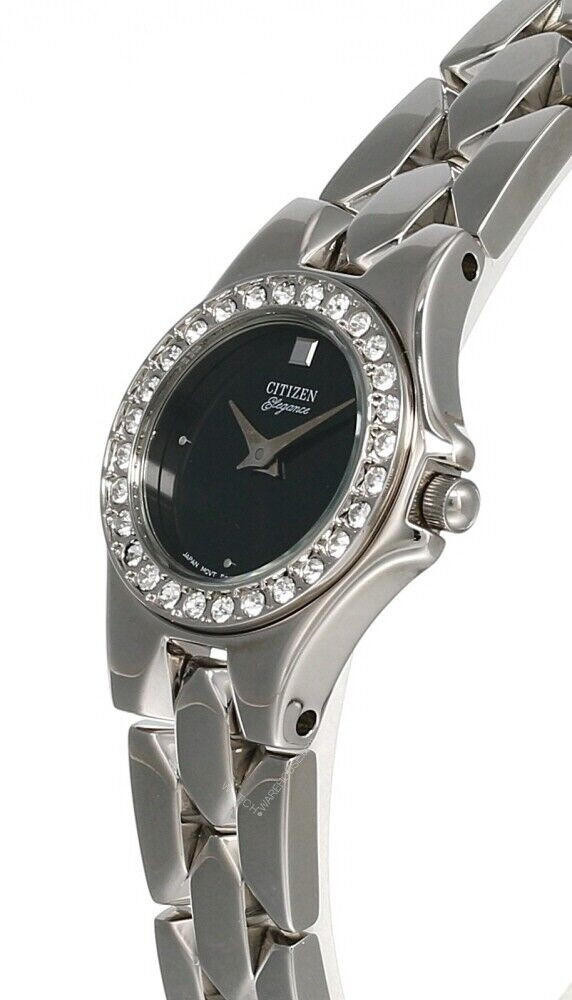 CITIZEN Crystal Accented Black Dial S-steel Women's Watch EK4900