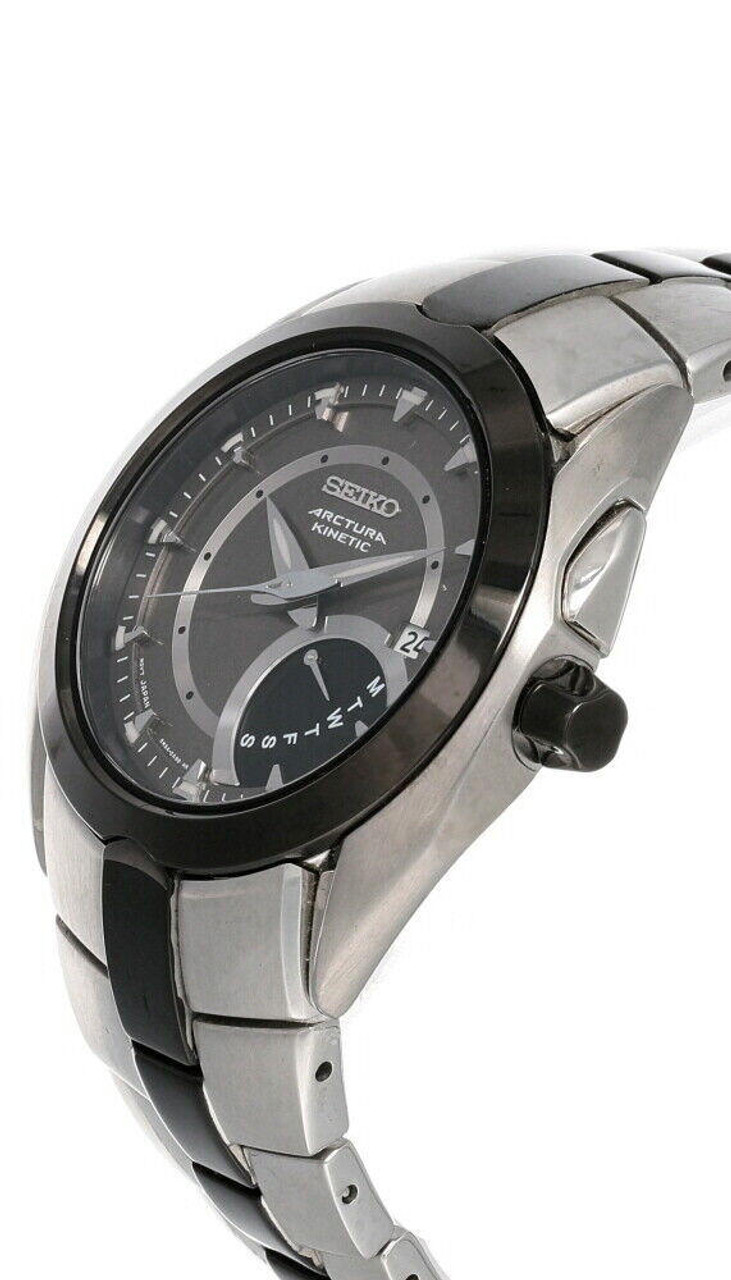 Seiko Arctura Kinetic Black Dial SS Bracelet Men's Watch SRN017