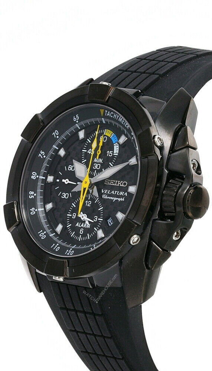 Seiko Velatura Chronograph Black Dial Rubber Strap SNAE17 | Fast