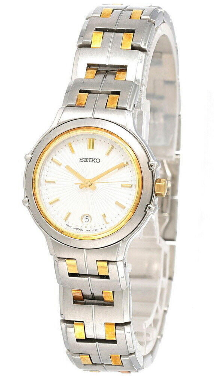 Seiko White Dial 26MM Two tone SS Women s Watch SXE976 Fast