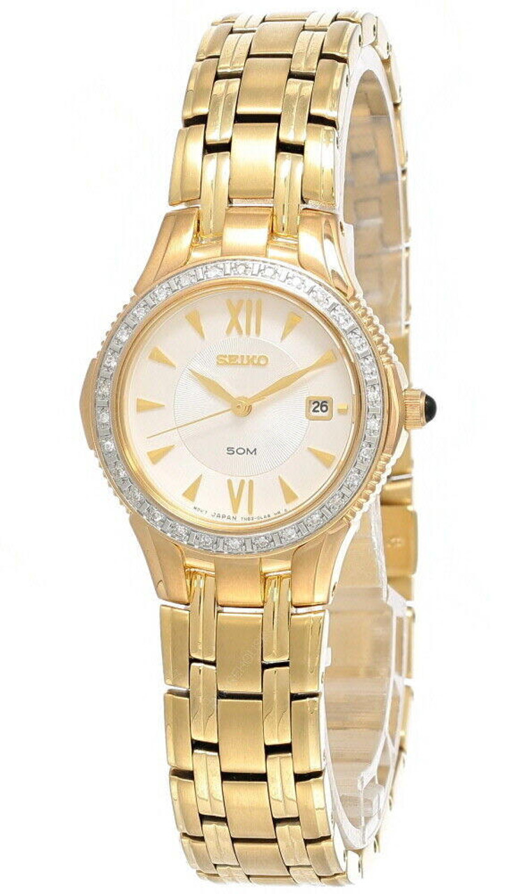 Seiko Silver Dial 28MM Gold tone Women s Watch SXDA86 Fast