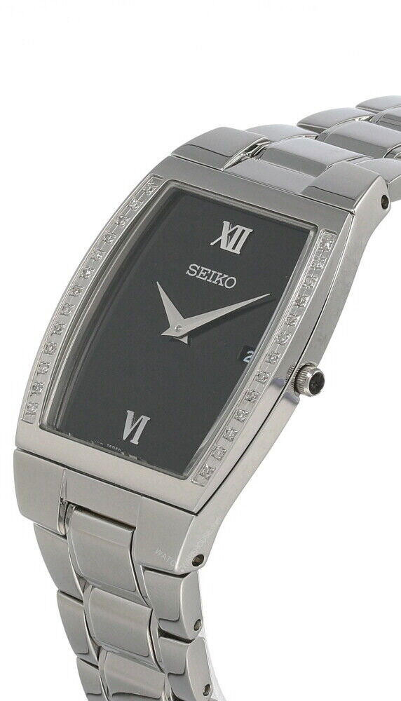 SEIKO Black Dial Stainless Steel 34MM Men's Watch SKP319 | Fast