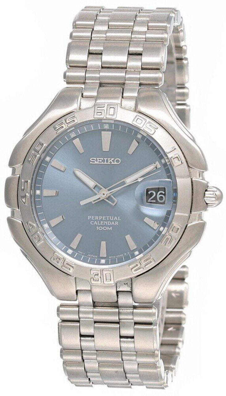 Seiko Perpetual Calendar 40MM Blue Sunray Dial Men's Watch SLL181