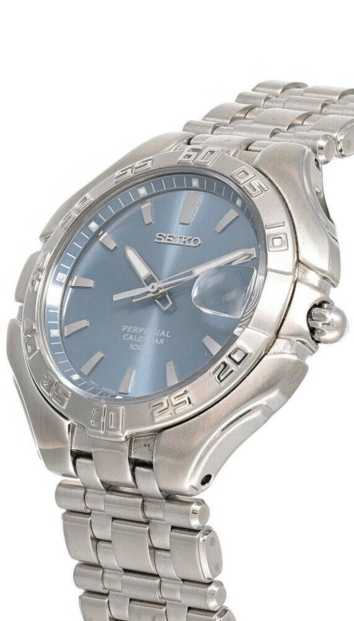 Seiko Perpetual Calendar 40MM Blue Sunray Dial Men's Watch